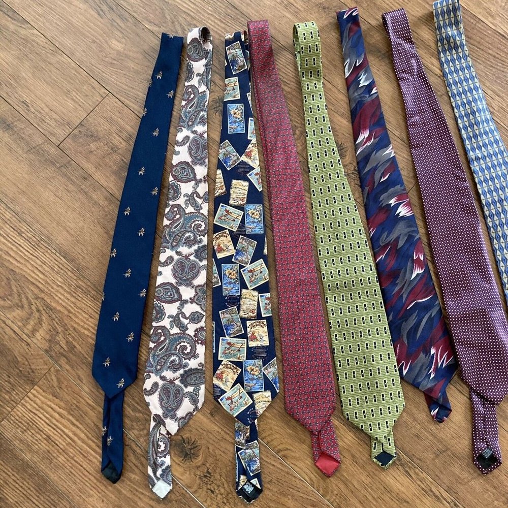 LOT OF 8 DIFFERENT BRANDS MEN’S NECK TIES STAFFORD HARDY AMIES TROPICALO LONDON - Picture 4 of 11